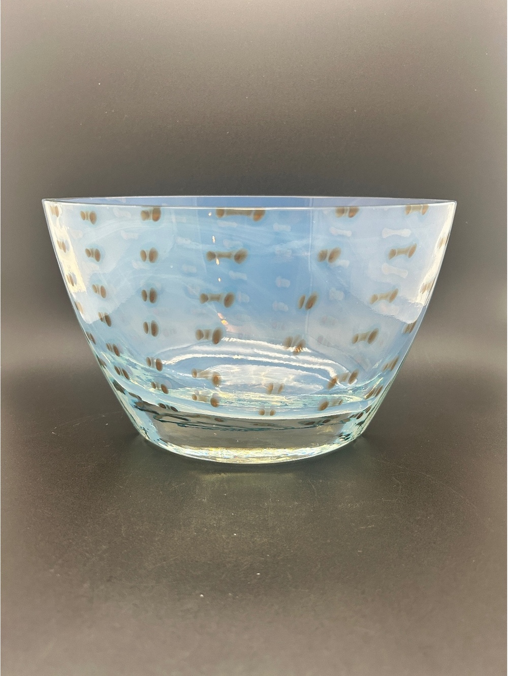 Waterford Evolution Art Glass Opal and Amber 8 inch Oval Bowl